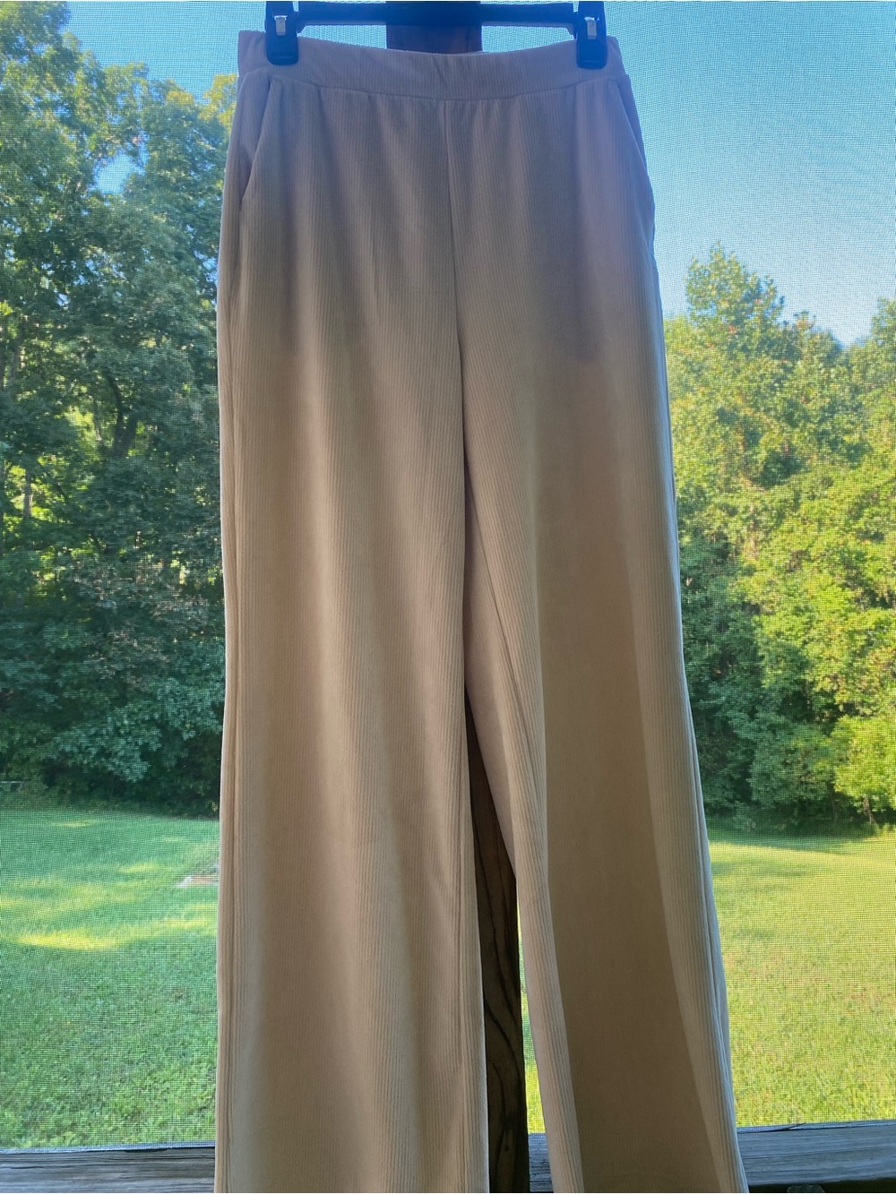 Vuori Wide-Leg Pull-On Pants in Beige